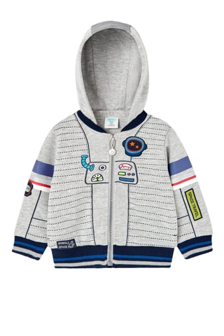 Sweater met Capuchon - Gemêleerd Lichtgrijs