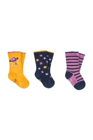 3 Paar Sokken - Geel en Paars