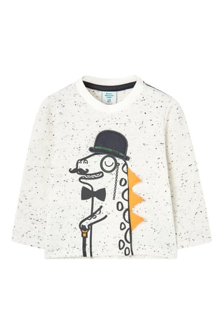 T-shirt - Gemêleerd Gebroken Wit