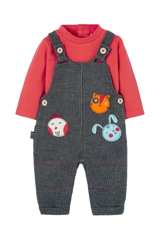 Rompertje en Tuinbroek - Rood en Grijs
