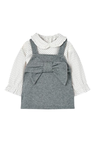 Top en Jurk - Wit en Gemêleerd Donkergrijs