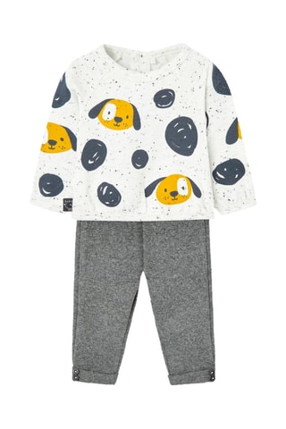 T-shirt en Broek - Wit en Gemêleerd Donkergrijs