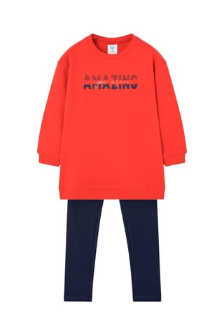 Sweat et pantalon - Rouge et bleu marine