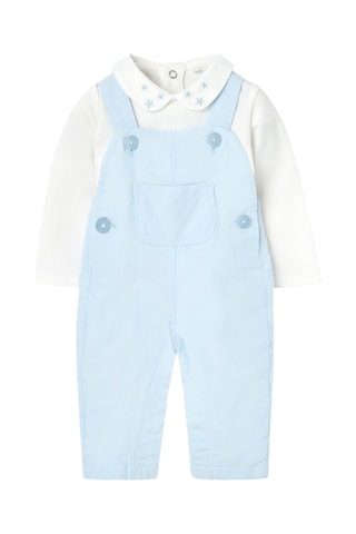Rompertje en Tuinbroek - Wit en Lichtblauw