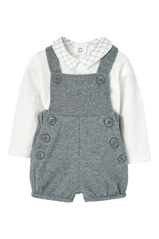 Rompertje en Tuinbroek - Wit en Gemêleerd Donkergrijs