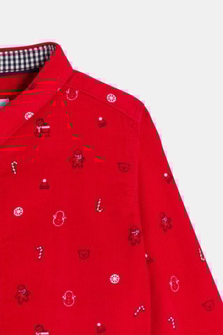 Camicia in velluto - Rosso - Obaïbi