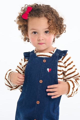 Salopette in jeans e t-shirt - Blu e marrone - Obaïbi