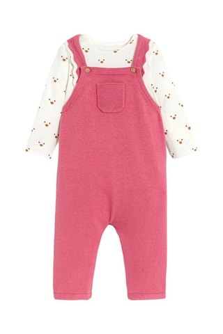 Body e salopette - Bianco e rosa - Obaïbi