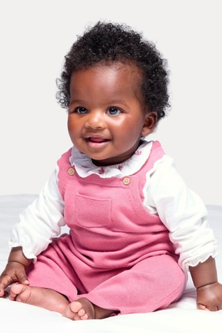 Body e salopette - Bianco e rosa - Obaïbi