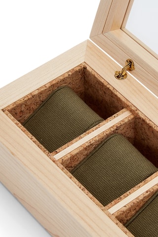 Cofanetto per orologi in legno massiccio Flatiron II - Beige
