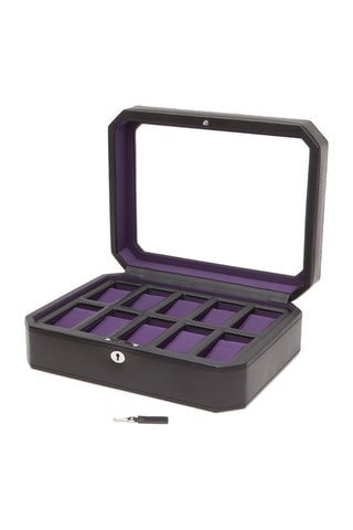 Cofanetto per 10 orologi in pelle Windsor - Nero e viola