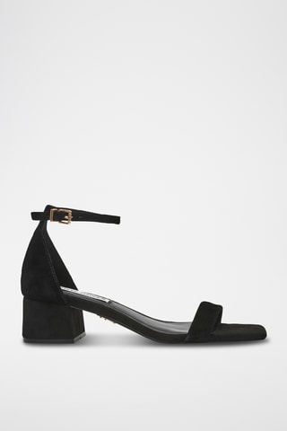 Schapennubuck Sandalen met Hak - Zwart