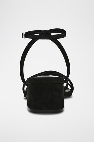 Schapennubuck Sandalen met Hak - Zwart