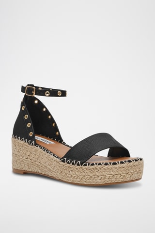 Leren Sandalen met Sleehak - Zwart