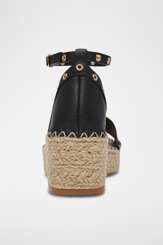 Leren Sandalen met Sleehak - Zwart