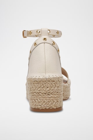 Leren Sandalen met Sleehak - Ecru