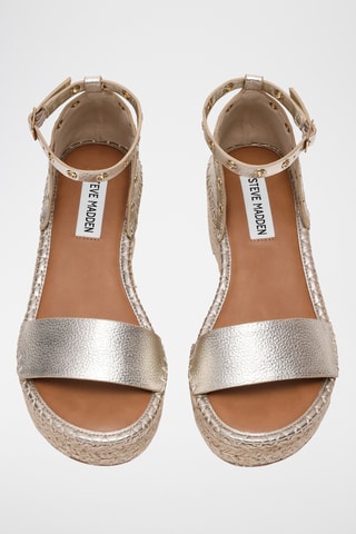 Leren Sandalen met Sleehak - Goudkleurig