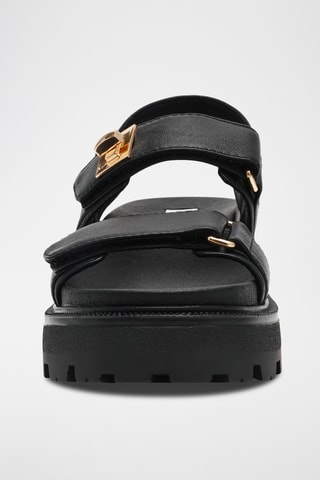 Schapenleren Sandalen met Hak - Zwart