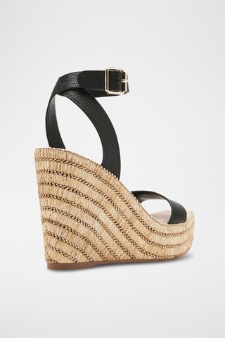 Leren Sandalen met Sleehak - Zwart