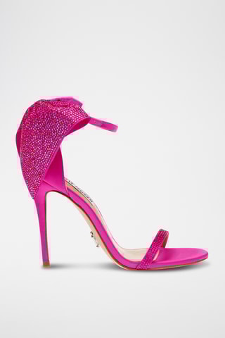 Satijnen Sandalen met Hak - Fuchsia