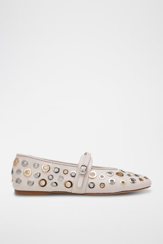 Mary Janes - Ecru en zilverkleurig