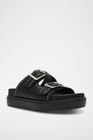 Leren Platform Muiltjes - Zwart