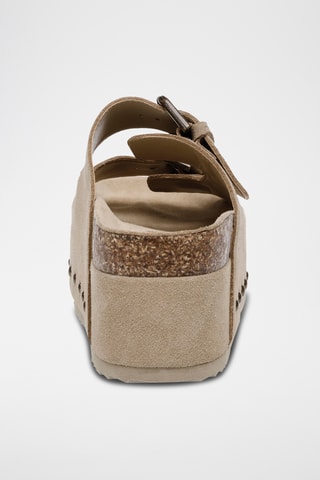 Nubuck Platform Muiltjes - Taupe