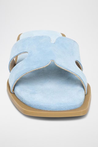 Geitennubuck Muiltjes   Hemelsblauw