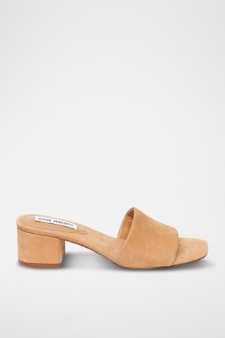 Nubuck Muiltjes met Hak - Camel