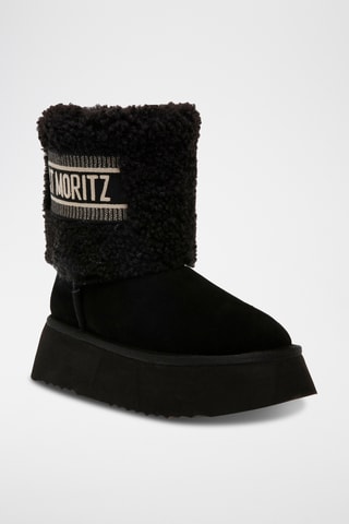 Gevoerde Leren Enkellaarzen - Zwart