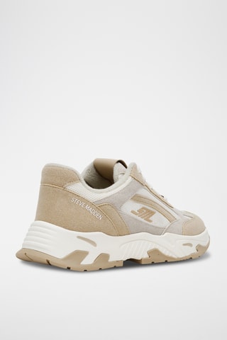 Platform Nubuck Sneakers - Zilverkleurig en Wit