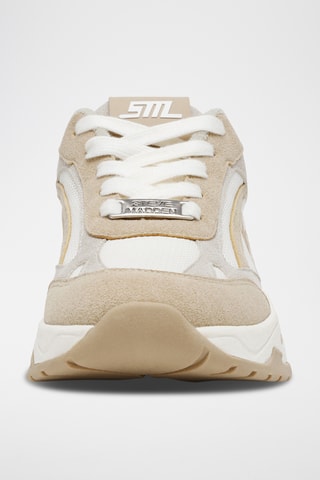 Platform Nubuck Sneakers - Zilverkleurig en Wit