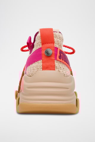 Sneakers - Beige en koraalrood