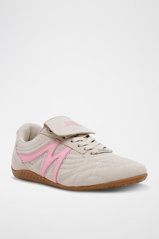 Leren Sneakers - Ecru en roze