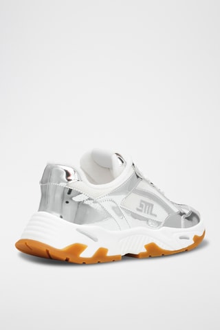 Leren Platform Sneakers - Zilverkleurig