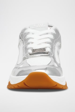 Leren Platform Sneakers - Zilverkleurig