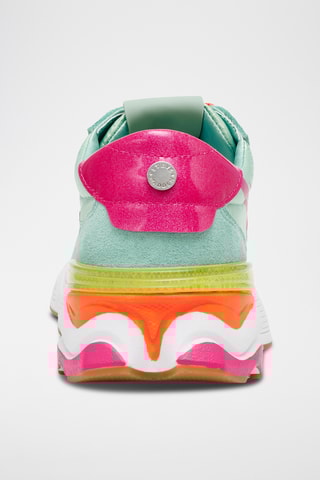 Platform Nubuck Sneakers - Fuchsia en Lichtgroen