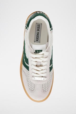 Leren Platform Sneakers - Wit en donkergroen