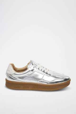 Leren Sneakers - Zilverkleurig