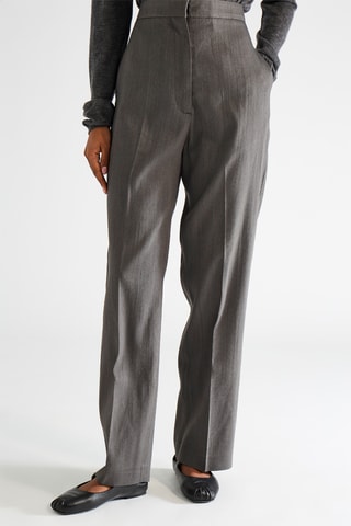 Tapered Wollen Broek Hoge Taille - Donkergrijs