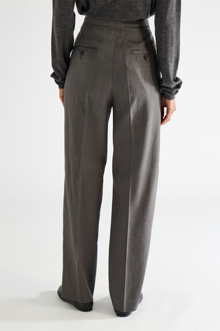 Tapered Wollen Broek Hoge Taille - Donkergrijs