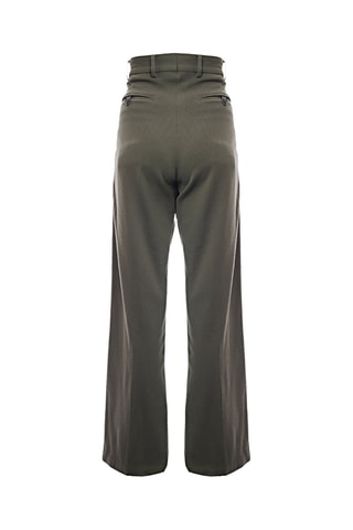 Wollen Broek Wide Legs - Olijfgroen