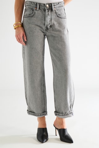 Biologisch Katoenen Jeans Hoge Taille - Lichtgrijs