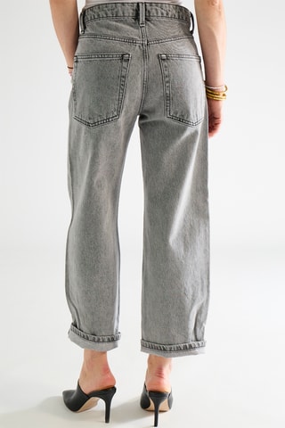 Biologisch Katoenen Jeans Hoge Taille - Lichtgrijs