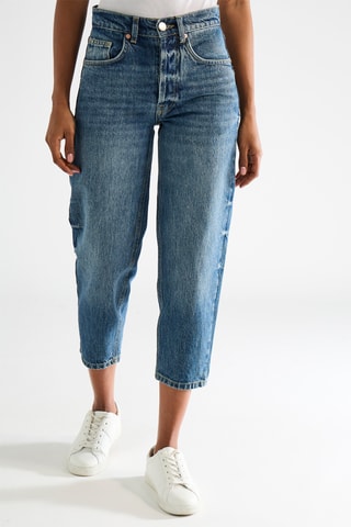 Biologisch Katoenen 7/8 Chino Jeans Hoge Taille - Kobaltblauw