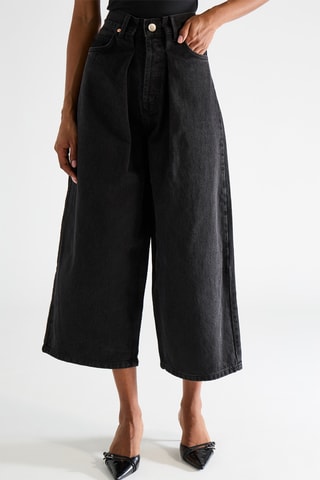 Biologisch Katoenen Jeans Hoge Taille - Zwart