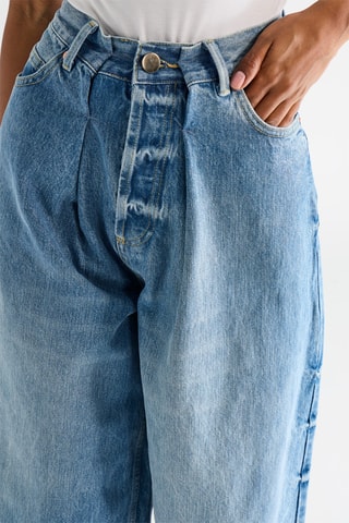Biologisch Katoenen Jeans Hoge Taille - Blauw