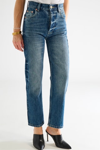 Biologisch Katoenen Rechte Jeans Kobaltblauw