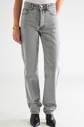 Biologisch Katoenen Jeans Hoge Taille - Lichtgrijs