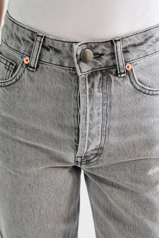 Biologisch Katoenen Jeans Hoge Taille - Lichtgrijs